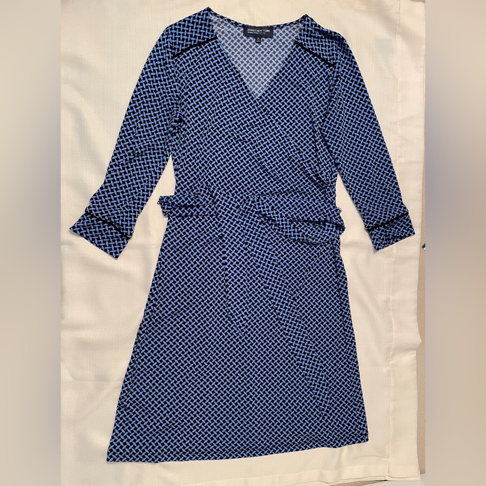 Jones New York Signature Petite Blue & Black Dress